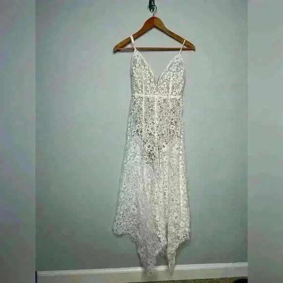 For Love & Lemons Rosemary white lace midi dress XS - Picture 2 of 6